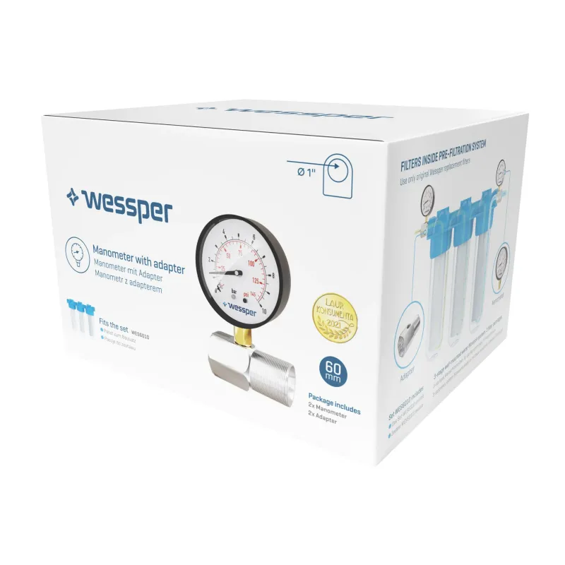 Manometr z adapterem Wessper - zestaw 2 szt. do Wessper TripleMax 1''