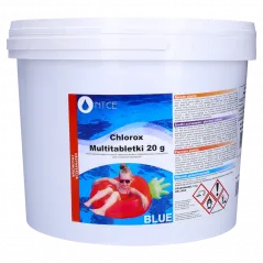 Multitabletki chlorowe z niebieskim kolorantem do dezynfekcji wody basenowej NTCE Chlorox Blue 20g - opak. 5 kg