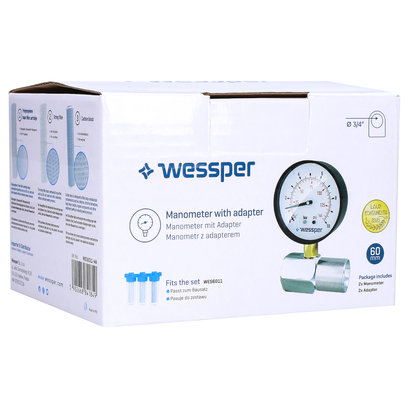 Manometr z adapterem Wessper - zestaw 2 szt. do Wessper TripleMax 3/4''