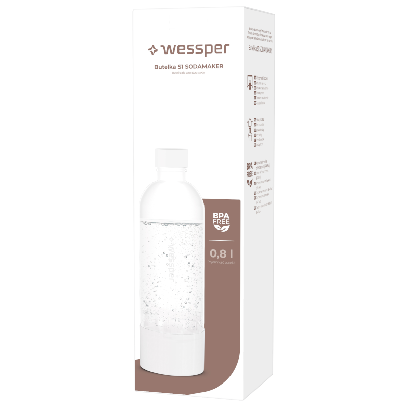 Butelka do saturatora Wessper S1 SodaMaker biała 800 ml