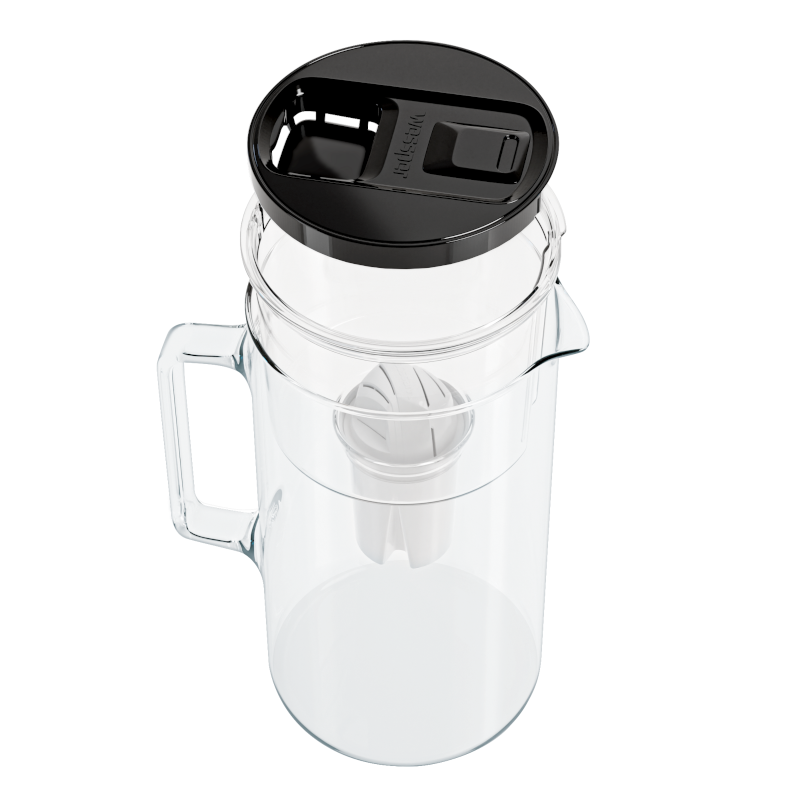 Dzbanek filtrujący szklany Wessper D2 Borosilicate FutureFlow 3 l czarny z filtrem Aquaclassic Dzbanek filtrujący szklany Wessper D2 Borosilicate FutureFlow 3 l czarny z filtrem Aquaclassic