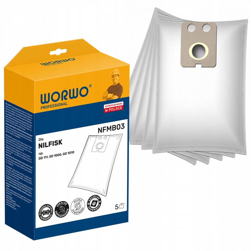 Worki syntetyczne Worwo dla Nilfisk - 5 szt. Worki syntetyczne Worwo dla Nilfisk - 5 szt.