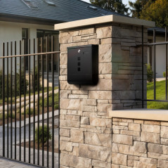 Skrzynka na listy z gazetnikiem 10x30,5x33,5 cm (A4) czarna Sillar