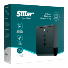 Skrzynka na listy z gazetnikiem 10x30,5x33,5 cm (A4) czarna Sillar