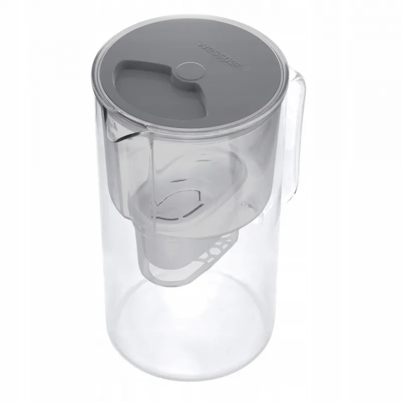 Dzbanek filtrujący szklany Wessper D2 Borosilicate 3 l szary z filtrem Aquamax Standard