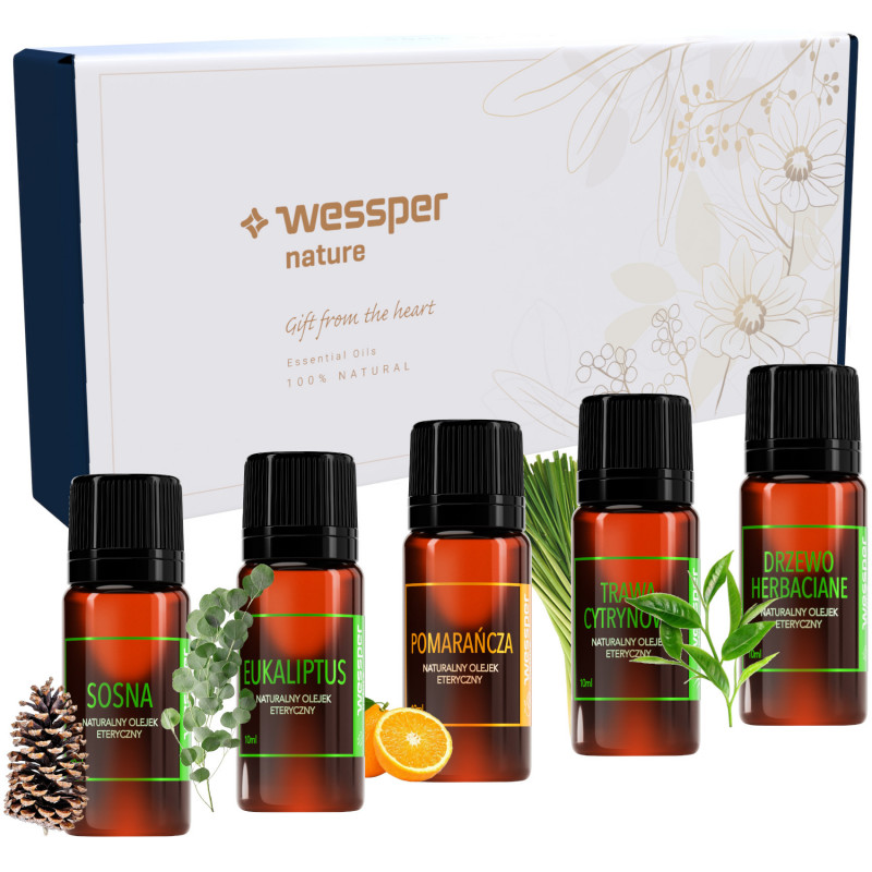 Zestaw naturalnych olejków eterycznych Wessper 5x10 ml