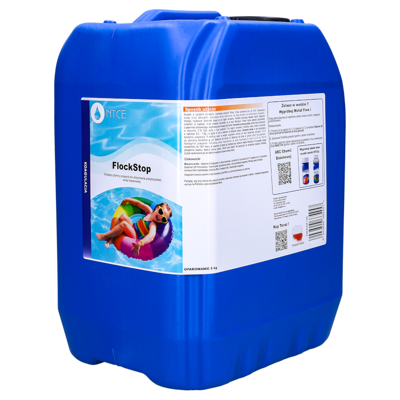Płynny preparat do usuwania mętności i utrzymywania przejrzystości wody basenowej FlockStop NTCE 5 l Płynny preparat do usuwania mętności i utrzymywania przejrzystości wody basenowej FlockStop NTCE 5 l