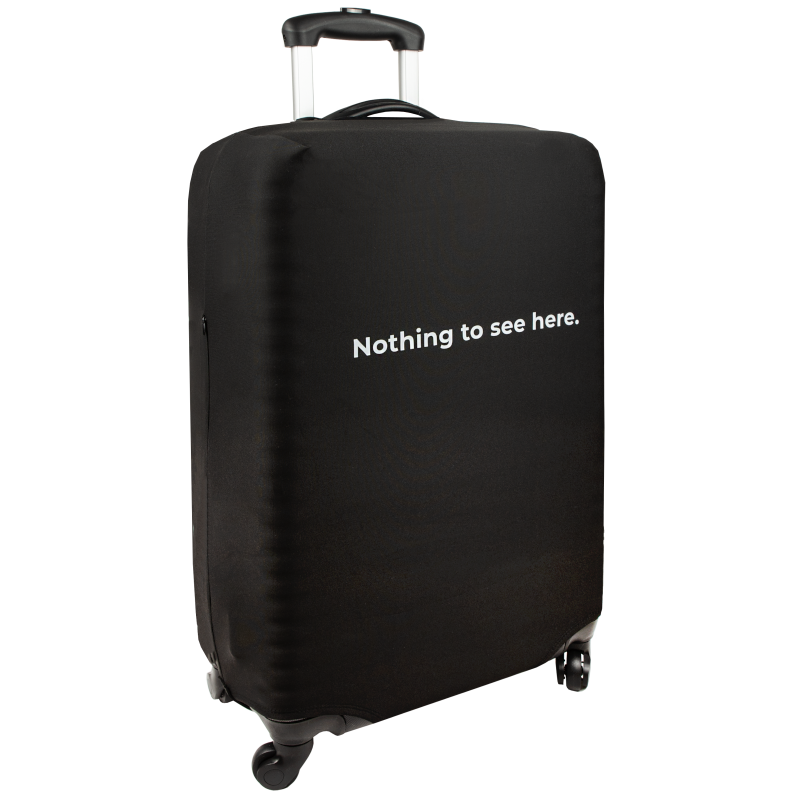 Pokrowiec na walizkę Sillar czarny z napisem "Nothing to see here", rozmiar L Pokrowiec na walizkę Sillar czarny z napisem "Nothing to see here", rozmiar L