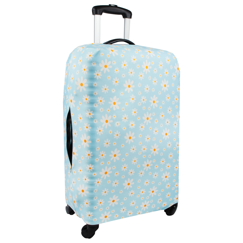 Pokrowiec na walizkę Sillar - niebieski w stokrotki, rozmiar L Pokrowiec na walizkę Sillar - niebieski w stokrotki, rozmiar L