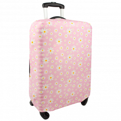 Pokrowiec na walizkę Sillar - różowy w stokrotki, rozmiar M