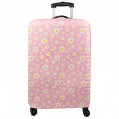 Pokrowiec na walizkę Sillar - różowy w stokrotki, rozmiar M