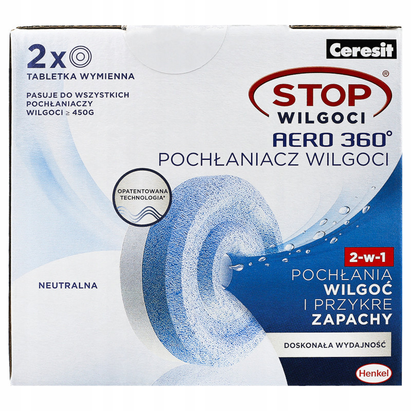 Tabletki do pochłaniacza wilgoci Ceresit Aero 360 - 2x450 g