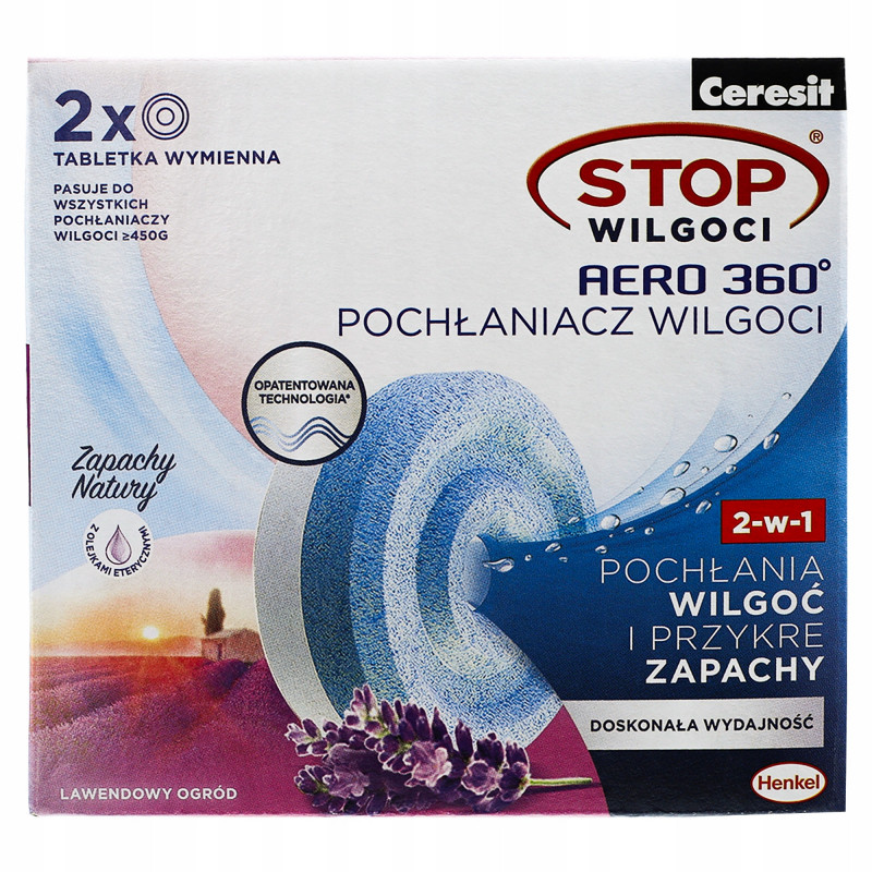 Tabletki do pochłaniacza wilgoci Ceresit Aero 360 lawendowe - 2x450 g