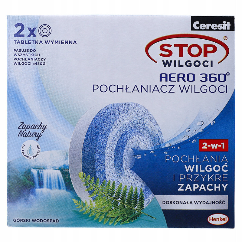 Tabletki do pochłaniacza wilgoci Ceresit Aero 360 górski wodospad - 2x450 g