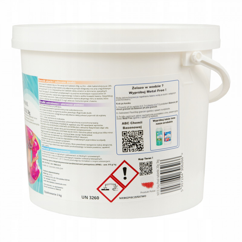 Tabletki z aktywnym tlenem do dezynfekcji wody basenowej Oxy Pool NTCE 20 g - opak. 3 kg Tabletki z aktywnym tlenem do dezynfekcji wody basenowej Oxy Pool NTCE 20 g - opak. 3 kg
