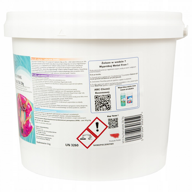 Tabletki z aktywnym tlenem do dezynfekcji wody basenowej Oxy Pool NTCE 20 g - opak. 5 kg Tabletki z aktywnym tlenem do dezynfekcji wody basenowej Oxy Pool NTCE 20 g - opak. 5 kg