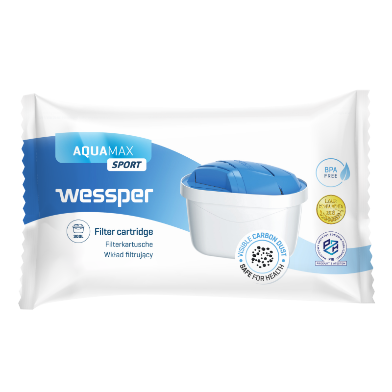 Wkłady filtrujące Wessper Aquamax Sport do dzbanka, dla aktywnych - 6 sztuk Wkłady filtrujące Wessper Aquamax Sport do dzbanka, dla aktywnych - 6 sztuk