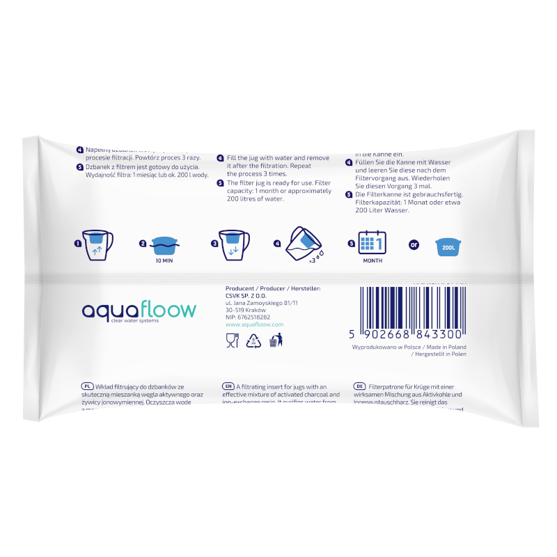 Wkłady filtrujące Aquafloow MaxiMag do dzbanka, magnezowe 5 szt. Wkłady filtrujące Aquafloow MaxiMag do dzbanka, magnezowe 5 szt.