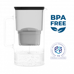 Dzbanek filtrujący szklany Wessper D2 Borosilicate 3 l czarny z filtrem AquaMax Standard