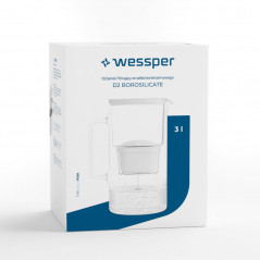 Dzbanek filtrujący szklany Wessper D2 Borosilicate 3 l czarny z filtrem AquaMax Standard