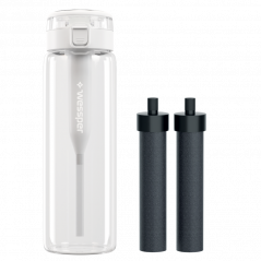 Szklana butelka na wodę Wessper Clarti Glass 680 ml przezroczysta + zestaw 2 filtrów