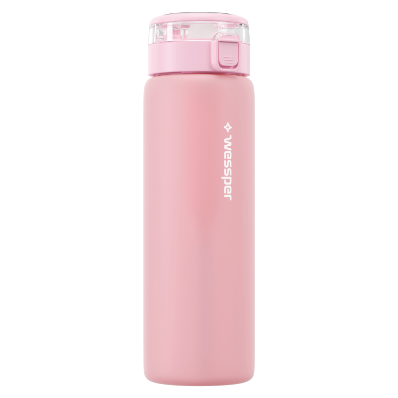 Szklana butelka na wodę Wessper Clarti Glass 680 ml różowa + zestaw 2 filtrów