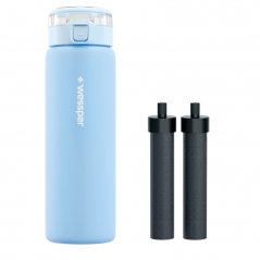 Szklana butelka filtrująca Wessper ActiveMax Clarti Glass 680 ml niebieska w zestawie z 2 filtrami