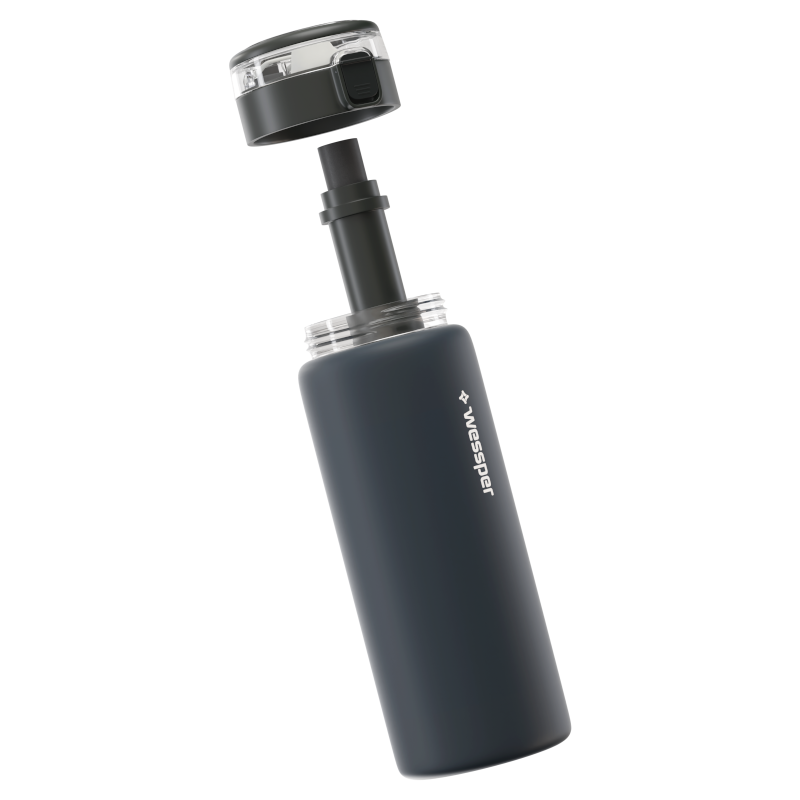 Szklana butelka filtrująca Wessper ActiveMax Clarti Glass 680 ml szara w zestawie z 2 filtrami