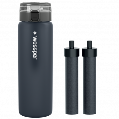 Szklana butelka na wodę Wessper Clarti Glass 680 ml szara + zestaw 2 filtrów