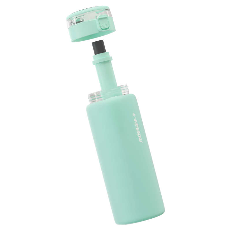 Butelka filtrująca szklana Wessper ActiveMax Clarti Glass miętowa 680 ml w zestawie z 2 filtrami