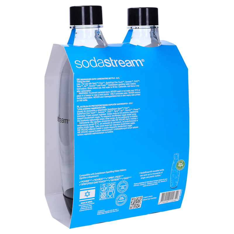 Butelki SodaStream Fuse do saturatora, czarne 2 x 1000 ml Butelki SodaStream Fuse do saturatora, czarne 2 x 1000 ml