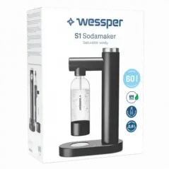 Saturator do wody Wessper S1 Sodamaker czarny w zestawie z 4 syropami SodaStream