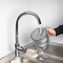 Dzbanek filtrujący szklany Wessper D2 Borosilicate 3 l szary w zestawie z dodatkowym filtrem Wessper Aquamax