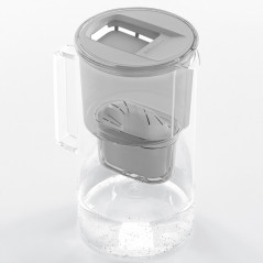Dzbanek filtrujący szklany Wessper D2 Borosilicate 3 l szary w zestawie z dodatkowym filtrem Wessper Aquamax