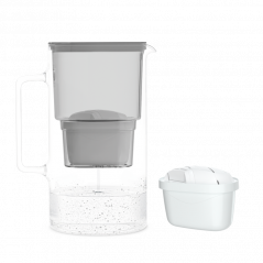 Dzbanek filtrujący szklany Wessper D2 Borosilicate 3 l szary w zestawie z dodatkowym filtrem Wessper Aquamax
