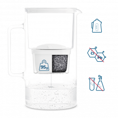 Dzbanek filtrujący szklany Wessper D2 Borosilicate 3 l biały w zestawie z dodatkowym filtrem Wessper Aquamax