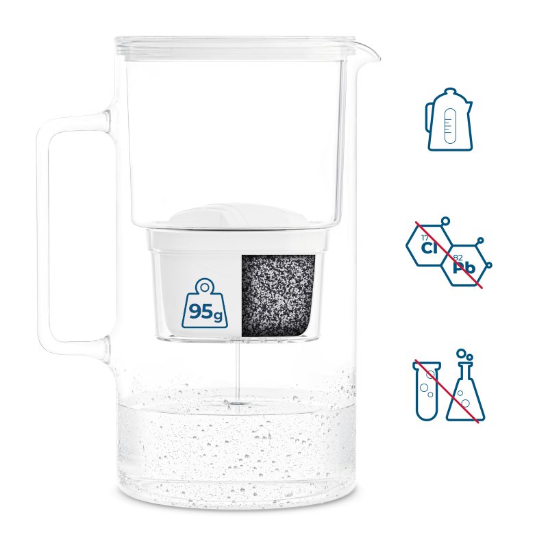 Dzbanek filtrujący szklany Wessper D2 Borosilicate 3 l biały w zestawie z dodatkowym filtrem Wessper Aquamax Dzbanek filtrujący szklany Wessper D2 Borosilicate 3 l biały w zestawie z dodatkowym filtrem Wessper Aquamax