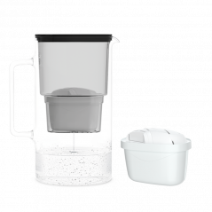 Dzbanek filtrujący szklany Wessper D2 Borosilicate 3 l czarny w zestawie z dodatkowym filtrem Wessper Aquamax