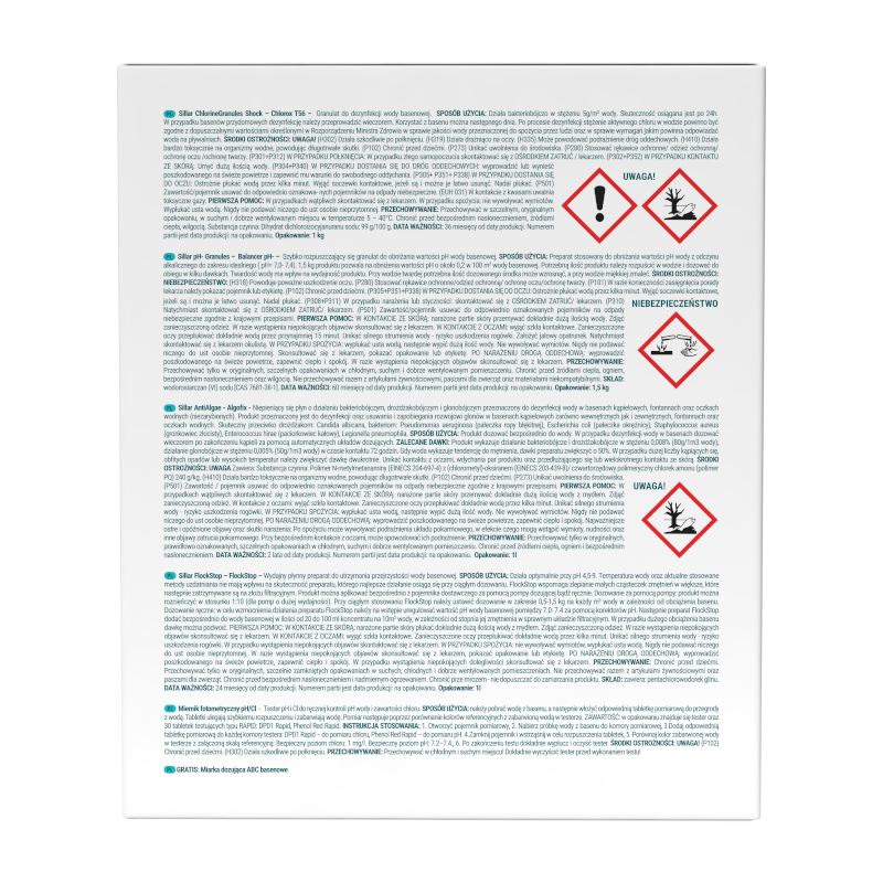 Zestaw startowy chemii basenowej 5w1 Sillar Zestaw startowy chemii basenowej 5w1 Sillar