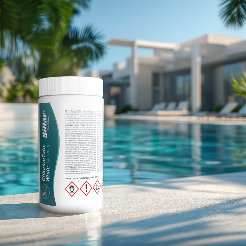 Tabletki chlorowe do basenu (białe) Chlorine Tabs White Sillar 200g, opak. 1kg Tabletki chlorowe do basenu (białe) Chlorine Tabs White Sillar 200g, opak. 1kg