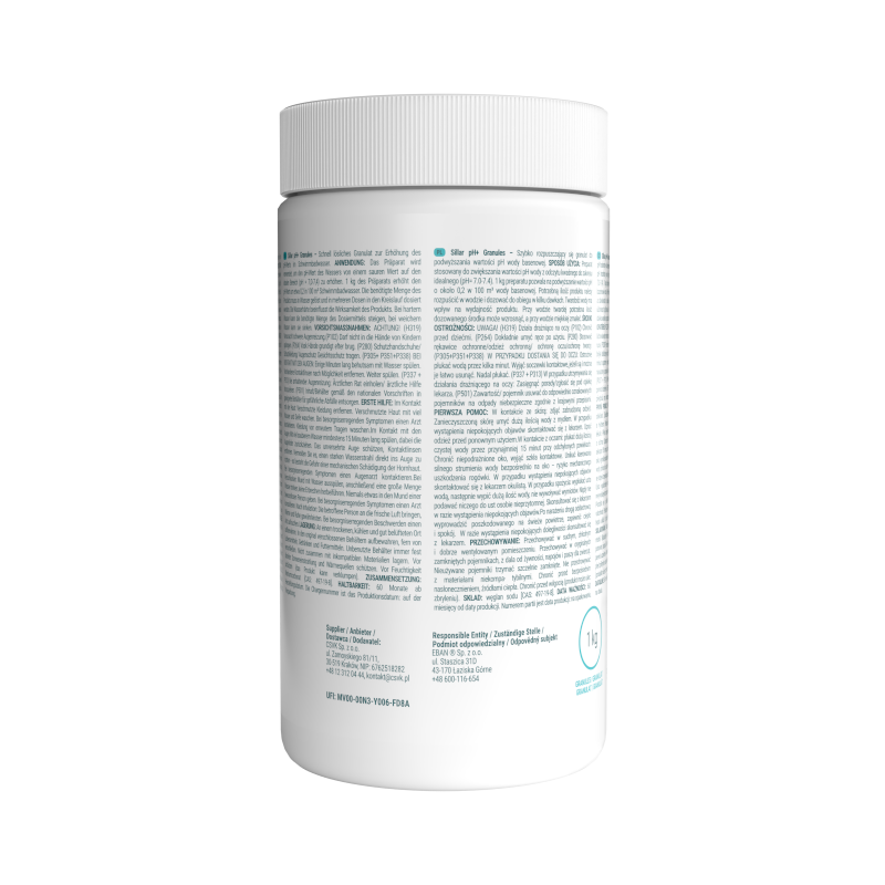 Granulat do podwyższania wartości pH wody basenowej Balancer pH+ Granules Sillar 1kg Granulat do podwyższania wartości pH wody basenowej Balancer pH+ Granules Sillar 1kg