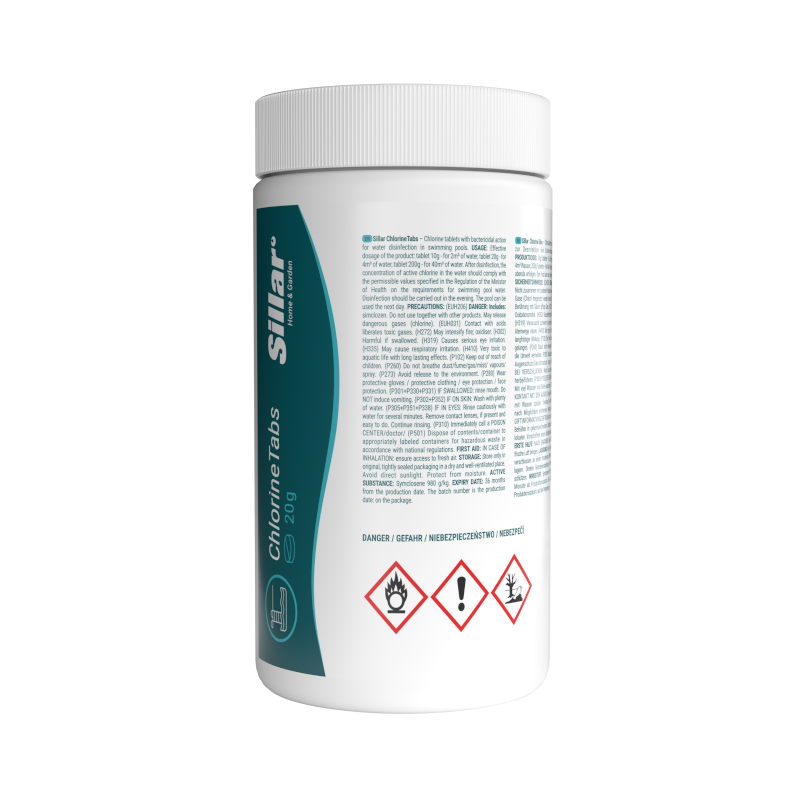Tabletki chlorowe do basenu Sillar ChlorineTabs 20g, opak. 1kg