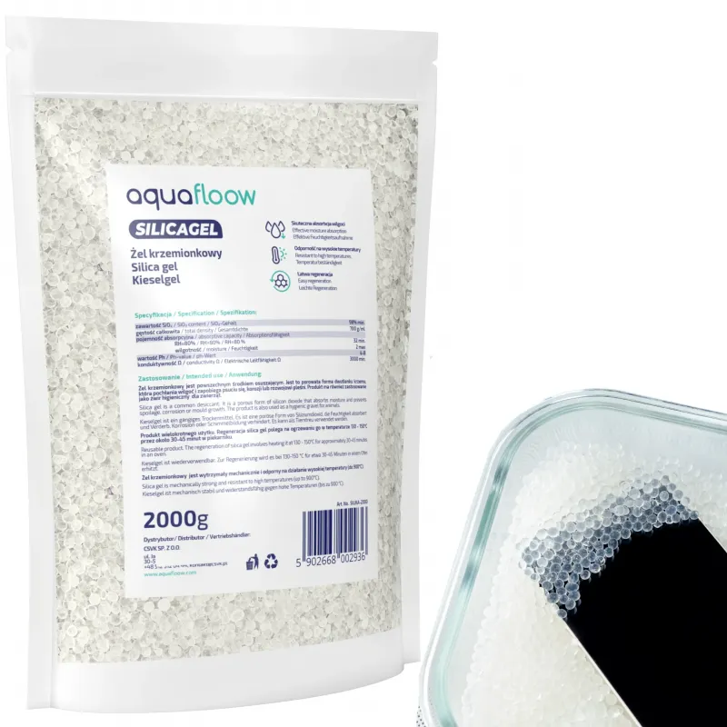 Żel krzemionkowy Aquafloow Silicagel, pochłaniacz wilgoci 2 kg