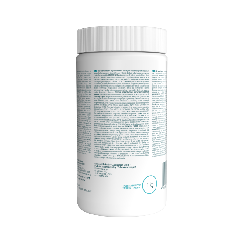 Tabletki z aktywnym tlenem do dezynfekcji wody basenowej Sillar Active Oxygen 20g, opak. 1kg Tabletki z aktywnym tlenem do dezynfekcji wody basenowej Sillar Active Oxygen 20g, opak. 1kg