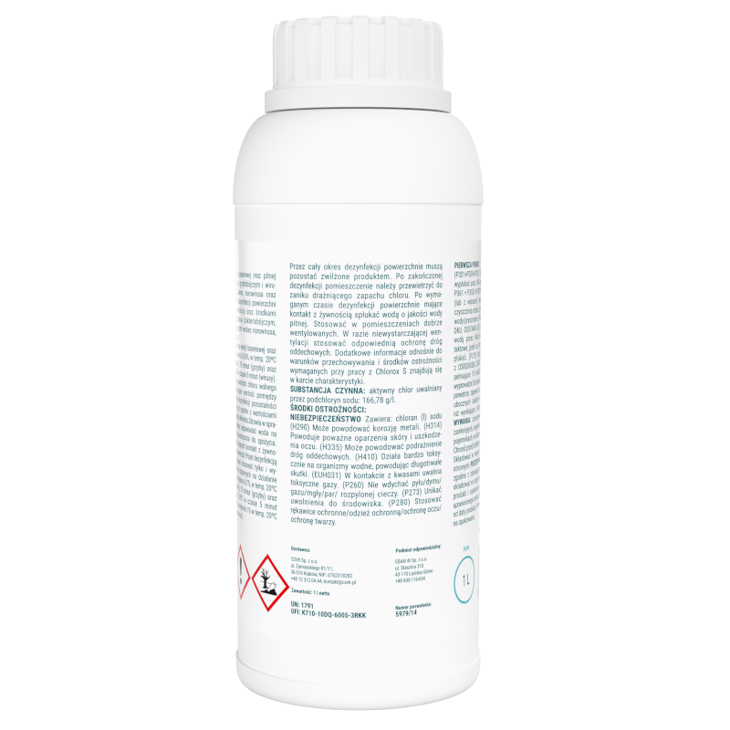 Płyn do dezynfekcji wody basenowej, pitnej oraz powierzchni Sillar Sodium Hypochlorite 1l