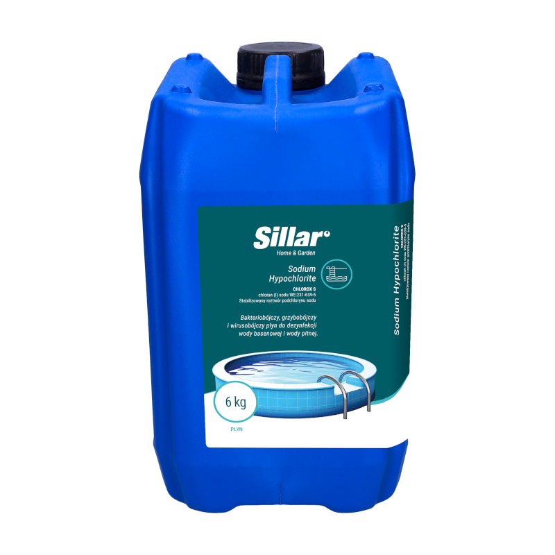 Płyn do dezynfekcji wody basenowej, pitnej oraz powierzchni Sillar Sodium Hypochlorite 6kg Płyn do dezynfekcji wody basenowej, pitnej oraz powierzchni Sillar Sodium Hypochlorite 6kg