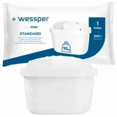 Dzbanek filtrujący Wessper D3 Slim Aquamax 2,7 l biały z filtrem Aquamax w zestawie z 2 filtrami
