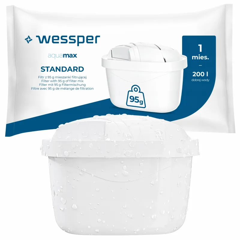 Dzbanek filtrujący Wessper D3 Slim Aquamax 2,7 l biały z filtrem Aquamax w zestawie z 2 filtrami Dzbanek filtrujący Wessper D3 Slim Aquamax 2,7 l biały z filtrem Aquamax w zestawie z 2 filtrami
