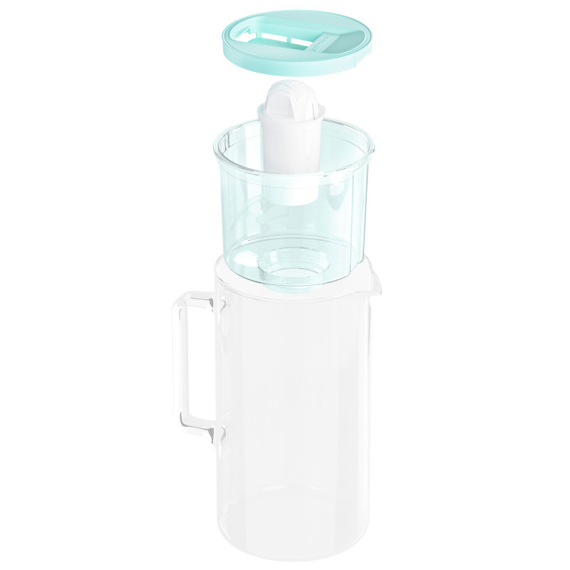 Dzbanek filtrujący szklany Wessper D2 Borosilicate Aquaclassic 3 l miętowy w zestawie z 2 filtrami Aquaclassic