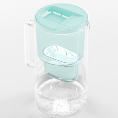 Dzbanek filtrujący szklany Wessper D2 Borosilicate 3 l  miętowy w zestawie z dodatkowym filtrem Wessper Aquamax